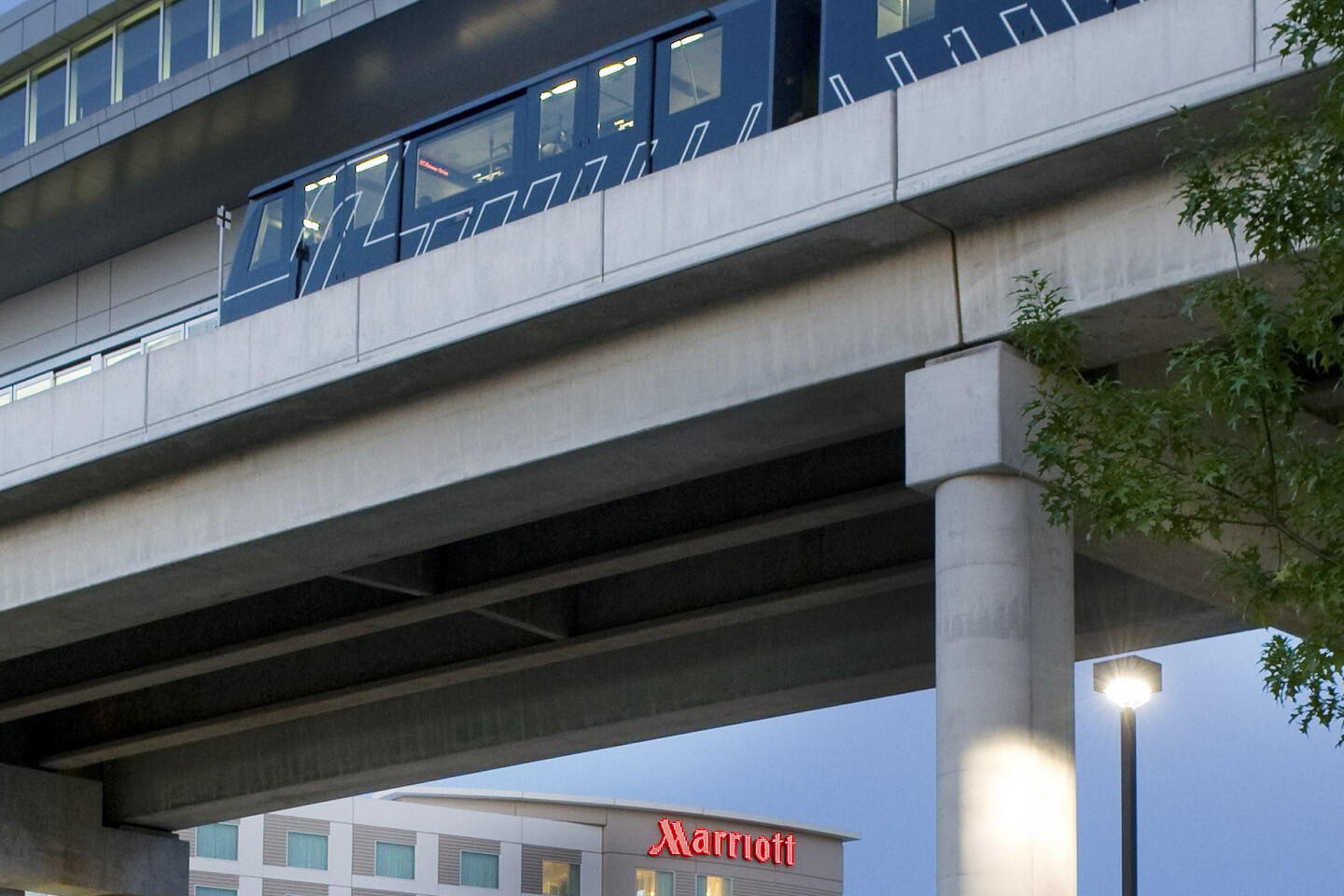 ATL SkyTrain at the Gateway Center station next to the garage